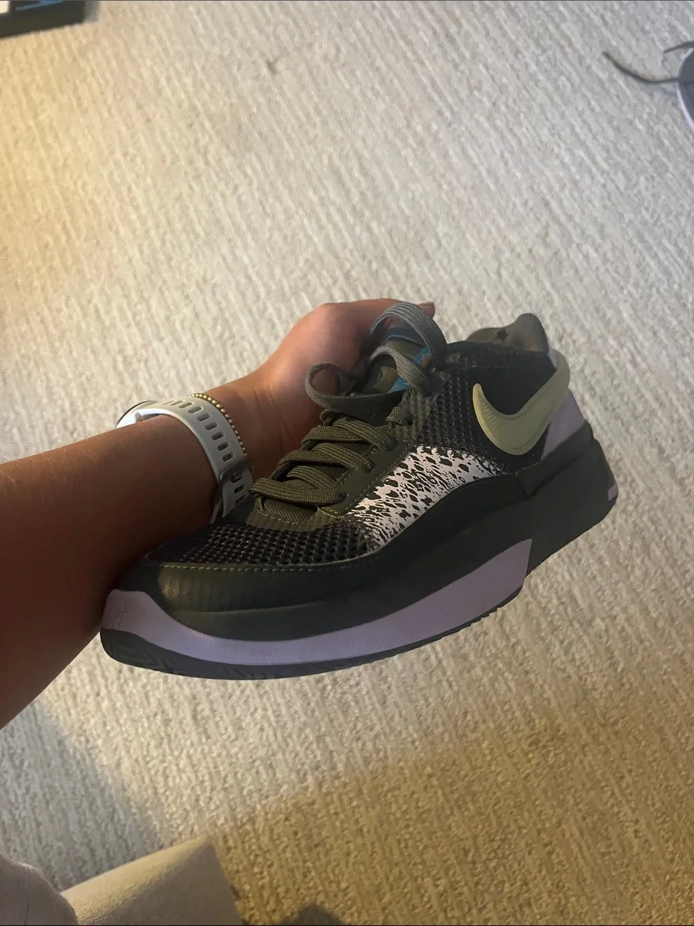 Nike Kids Black basketball shoes with Lavender and Pale Yellow Accents